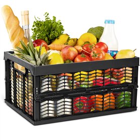 Novaliv Panier à provisions pliable | 30 L noir pliable stable | Panier de transport pliable boîte de rangement pour cuisine
