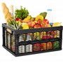 Novaliv Panier à provisions pliable | 30 L noir pliable stable | Panier de transport pliable boîte de rangement pour cuisine