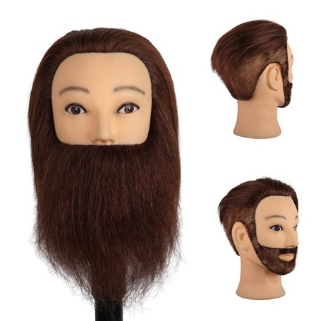 DaizySight Tete a Coiffer Professionnel Homme Barbe avec 100% Cheveux Naturels Humains