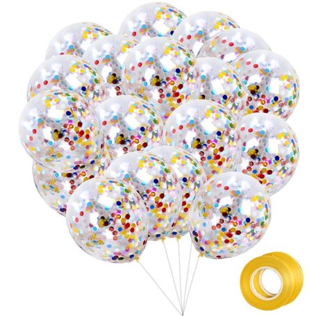 Landrain Lot de 20 ballons à confettis multicolores pour anniversaire d'enfant