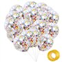 Landrain Lot de 20 ballons à confettis multicolores pour anniversaire d'enfant, ballons d'anniversaire arc-en-ciel