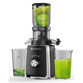 AMZCHEF Extracteur de jus avec 2 filtres brevetés NON obstruants pour les fruits et légumes mous et durs avec un rendement élevé