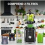AMZCHEF Extracteur de jus avec 2 filtres brevetés NON obstruants pour les fruits et légumes mous et durs avec un rendement élevé