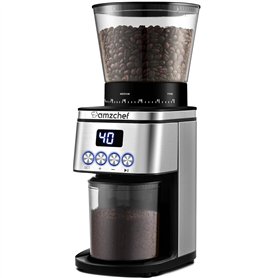 AMZCHEF Moulin à Café Electrique 160 W | 30 Réglages de mouture grossière à fine | 1-12 Tasses ou jusqu'à 40 secondes | Capacité