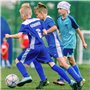 SKHAOVS 4 Paires Chaussettes de Football Enfant, Chaussette Foot Bleues pour Garçons Filles, Chaussettes Hautes de Sports Chauss