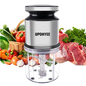 Hachoir électrique 400W Hachoir a Viande avec 4 lames et 600ML Bol acier inoxydable Electrique Mini Mixeur Robot Cuisine pour Ve