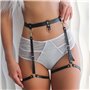 Punk Chaîne de Corps en Cuir pour Femmes Taille Harnais Ceinture Noir Gothique Chaîne de Jambe Réglable Ceinture Cuisse Jarretel