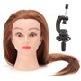 Tête à Coiffer, Tête de Mannequin avec de Vrais Cheveux Coiffeur Tête d'entraînement Tête Formation Coiffure avec Support pour L
