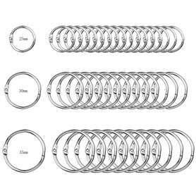100 Pièces Anneaux de Reliure 25mm/30mm/35mm Reliure Anneaux Métalliques Bagues de Livre Anneaux de Classeur Porte-clés pour Cah