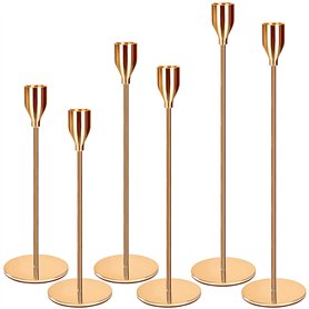 Amzeeniu Chandelier Bougeoir Dorés 6 Pcs