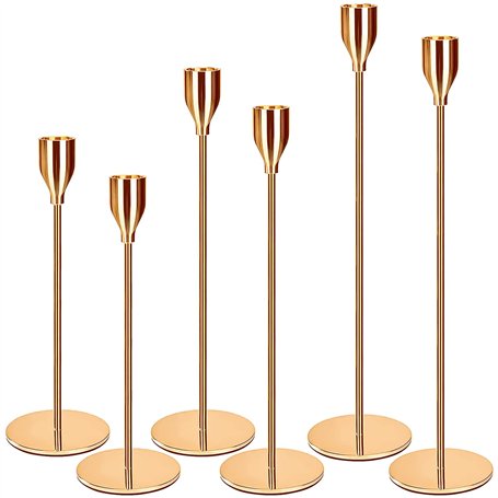 Amzeeniu Chandelier Bougeoir Dorés 6 Pcs