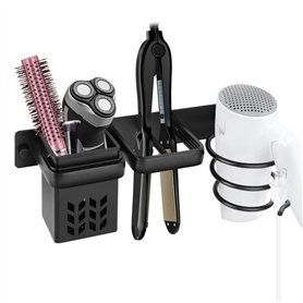 Support Seche Cheveux Porte Seche Cheveux Mural Support Seche Cheveux et Lisseur pour Rangement Brosse a Cheveux Hair Dryer Liss