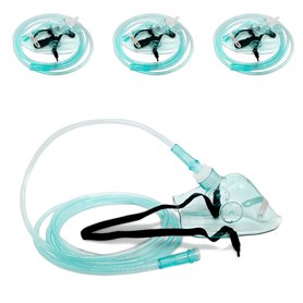 Lot de 3 - Masque à oxygène standard long pour adulte avec tuyau de 6