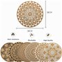 Lot de 6 Sets de Table Ronds Tissés, Style Imprimé Bohème Lavable Résistantes à la Chaleur Antidérapan Rond 38x38cm pour Cuisine
