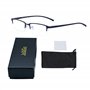 JoXiGo Lunettes Anti Lumière Bleue Homme Rectangulaire Demi-Cadre Montures de Lunettes de Vue Métalliques Frame Lens Transparent