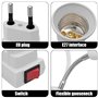Hoembpn Lampe Douille E27 avec Interrupteur，Adaptateur Prise EU Plug avec Bras 20cm 360 réglable pour E27 LED Ampoule,Lampe de C