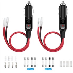 Hoembpn Fiche Male Allume Cigare Voiture avec Fusible 10A/15A et LED