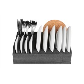 SCHAUMEX® - Porte-Assiettes et Couverts - pour 12 Assiettes Petites/Grandes/à Soupe - pour Camping-Car/Caravane/Bateau - très lé
