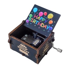 Qaixwuyi Boîte à Musique Bois Boîte à Musique Happy Birthday Boîte à Musique Manivelle Boîte à Musique Vintage Boîte à Musique S