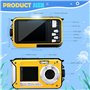Full HD 2.7K 48MP Caméra sous-Marine Zoom Digital 16x Camera Etanche avec Double écran