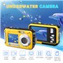 Helangel Appareil Photo Etanche Numérique,Full HD 2.7K 48MP Caméra sous-Marine Zoom Digital 16x Camera Etanche avec Double écran