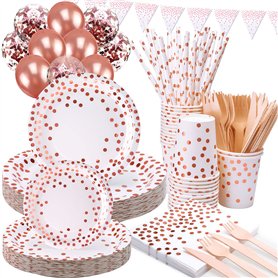 VIPNAJI 186 PCS Vaisselle Anniversaire Assiette Vaisselles Anniversaires Fille Assiettes Dîner Dessert Tasse Serviette Papier Pa