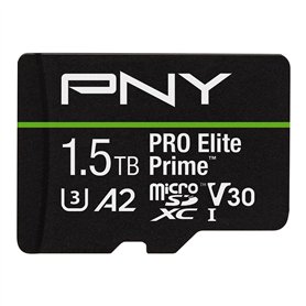 PNY Carte microSDXC 1.5TB Pro Elite Prime Class 10 U3 V30 A2 + Adaptateur SD - jusqu'à 200MB/s