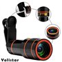 Yolistar Kit de Lentilles de Caméra pour Téléphone 12X Téléobjectif, Télescope Monoculaire avec Clip Fixe, Objectif Fisheye - Ob