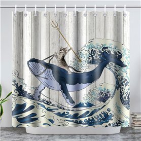 180x200CM Rideau de Douche Polyester Anti Moisissure Lavable Imperméable Tissu Rideaux de Douche avec 12 Crochets en C pour Sall