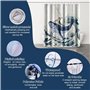 180x200CM Rideau de Douche Polyester Anti Moisissure Lavable Imperméable Tissu Rideaux de Douche avec 12 Crochets en C pour Sall