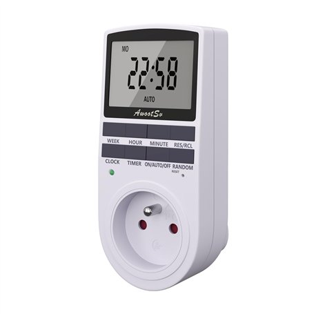 Awootsv Prise Programmable Digitale Minuterie Numérique minuteur prise electrique timebird timer Journalier/Hebdomadaire Program