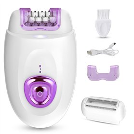 Rescien Épilateur électrique pour femme avec embout de rasage et tondeuse 2 en 1