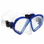 Masque de Plongée Adulte Lunettes de Plongée Antibuée Professionnel Bleu avec Support de Caméra Verre Trempé Cache Nez pour Garç