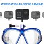 Masque de Plongée Adulte Lunettes de Plongée Antibuée Professionnel Bleu avec Support de Caméra Verre Trempé Cache Nez pour Garç