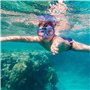 Masque de Plongée Adulte Lunettes de Plongée Antibuée Professionnel Bleu avec Support de Caméra Verre Trempé Cache Nez pour Garç