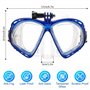Masque de Plongée Adulte Lunettes de Plongée Antibuée Professionnel Bleu avec Support de Caméra Verre Trempé Cache Nez pour Garç