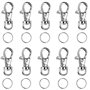 Lot de 10 porte-clés rotatifs - Mousqueton - Crochet et anneaux de porte-clés - Pivotant à 360° - Pour porte-clés