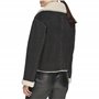 DKNY Short Zip Front Faux Shearling Coat Peau lainée, Brown, M aux Femmes