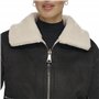 DKNY Short Zip Front Faux Shearling Coat Peau lainée, Brown, M aux Femmes