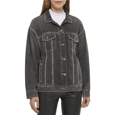 DKNY Rigid Denim Stud Jacket Veste