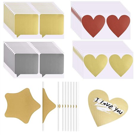 100 Pièces DIY Autocollant à Gratter Cartes