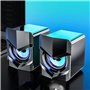 Etlephe Enceinte PC,Haut-Parleurs De Jeu avec Lumières LED Froides,USB Volume Contrôle, Enceintes Gaming Son Stéréo 3,5 mm Encei