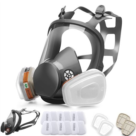 RANKSING Full Facepiece Masque respiratoire réutilisable 6800 Accessoires d'assurance de travail avec 12 filtres 2 cartouches 2