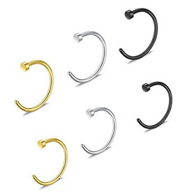 DMNQ 6 Pièces Faux Piercing Faux Piercing Nez Faux Anneau Nez Piercing Nez Anneaux Ensemble 8Mm/10Mm Piercing Nez Septum Oreille