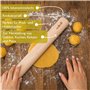 Uulki® Grand Rouleau à Pâtisserie Écologique en Bois 45 cm – Écologique en Hêtre Non Traité Artisanat, huile de lin