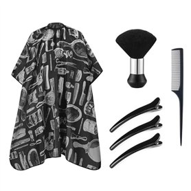 KHIRY Cape Coiffeur Brosse de Cou de Coiffure Reglable Blouse de Coiffure avec Plumeau Brosse à Cheveux pour Salon
