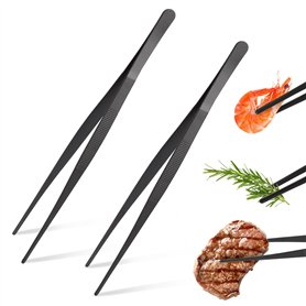 2 PCS Pinces de cuisson inox longues，Pince Cuisine Inox Professionnel，Pince de Chef