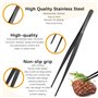 2 PCS Pinces de cuisson inox longues，Pince Cuisine Inox Professionnel，Pince de Chef, pince à barbecue，pour Cuisiner Griller et C