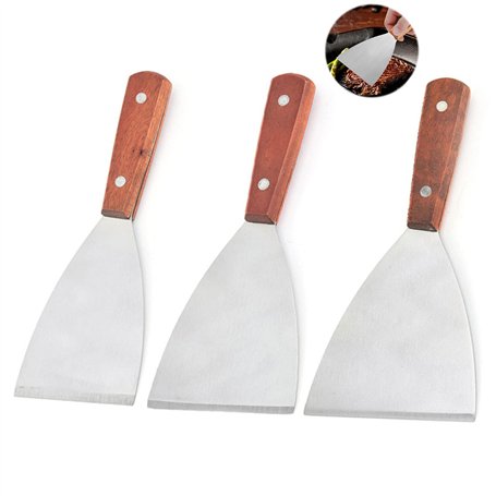 Spatule Plancha Spatule Barbecue Spatule Plate Inox Spatule Avec Manche en Bois Ustensiles pour Plancha Spatule en Acier Inoxyda