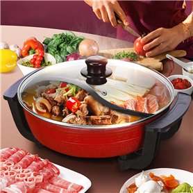 Hot Pot électrique 6 l - Wok électrique double face avec couvercle - Hot Pot chinois Yin Yang - 2 côtés - Avec contrôle indépend